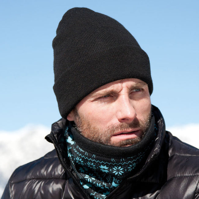 Black - Side - Result Unisex Lightweight Thermal Winter Thinsulate Hat (3M 40g)