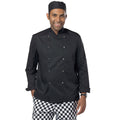 Black - Front - Dennys Mens Economy Long Sleeve Chefs Jacket - Chefswear