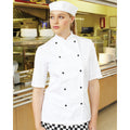 White - Back - Dennys Womens-Ladies Lightweight Short Sleeve Chefs Jacket - Chefswear