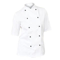 White - Front - Dennys Womens-Ladies Lightweight Short Sleeve Chefs Jacket - Chefswear