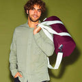 Burgundy-Off White - Lifestyle - Bagbase Plain Varsity Barrel - Duffle Bag (20 Litres)