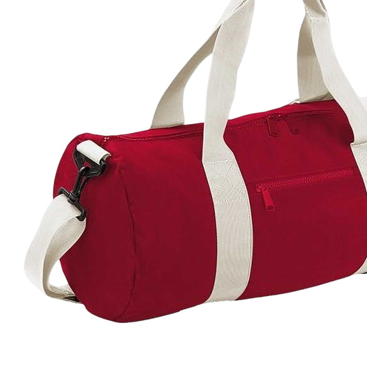 Black-Grey - Front - Bagbase Plain Varsity Barrel - Duffle Bag (20 Litres)