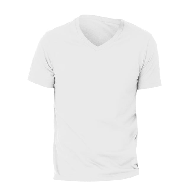 White - Side - Canvas Mens Jersey Short Sleeve V-Neck T-Shirt