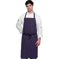 Navy-White - Back - Dennys Unisex Cotton Striped Workwear Butchers Apron