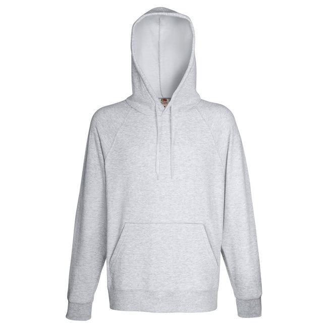 Heather Grey - Front - Fruit Of The Loom Mens Lightweight Hooded Sweatshirt - Hoodie (240 GSM)