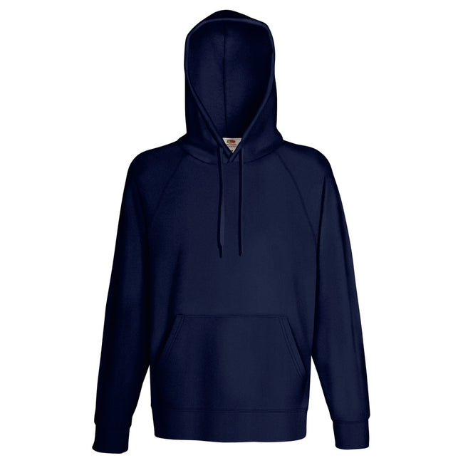 Deep Navy - Front - Fruit Of The Loom Mens Lightweight Hooded Sweatshirt - Hoodie (240 GSM)