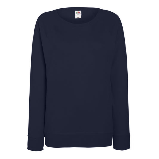 Deep Navy - Front - Fruit OF The Loom Ladies Fitted Lightweight Raglan Sweatshirt (240 GSM)