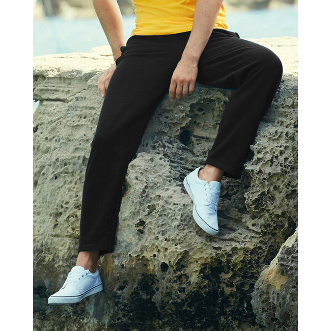 Black - Back - Fruit Of The Loom Mens Lightweight Jog Pant - Jogging Bottoms