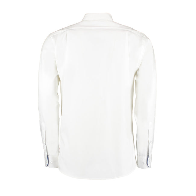 White-Mid Blue - Back - Kustom Kit Mens Contrast Premium Oxford Shirt