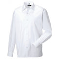 White - Back - Russell Mens Long Sleeve Pure Cotton Work Shirt