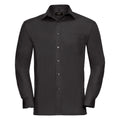 Black - Front - Russell Mens Long Sleeve Pure Cotton Work Shirt
