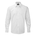 White - Front - Russell Mens Herringbone Long Sleeve Work Shirt