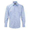 Light Blue - Front - Russell Mens Herringbone Long Sleeve Work Shirt