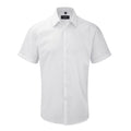 White - Front - Russell Mens Short Sleeve Herringbone Work Shirt