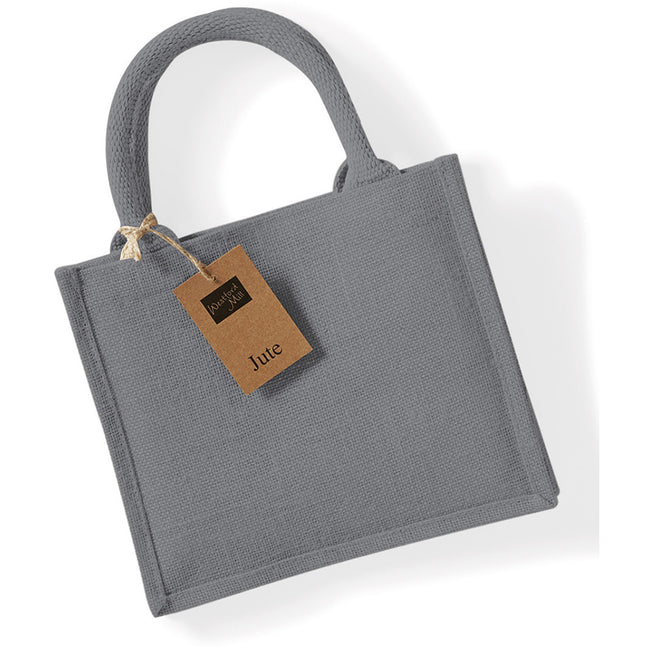 Graphite Grey-Graphite Grey - Back - Westford Mill Jute Mini Gift Bag (6 Litres)