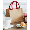 Natural-Bright Red - Pack Shot - Westford Mill Jute Mini Gift Bag (6 Litres)