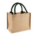 Natural-Forest Green - Front - Westford Mill Jute Mini Gift Bag (6 Litres)