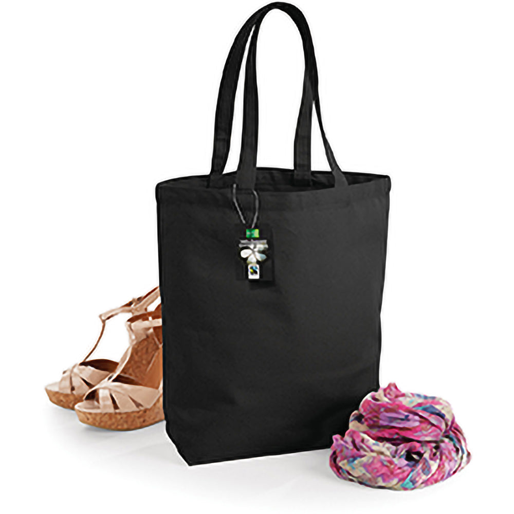 Black - Back - Westford Mill Plain Fair Trade Camden Shopper - Shopping Bag (13 Litres)
