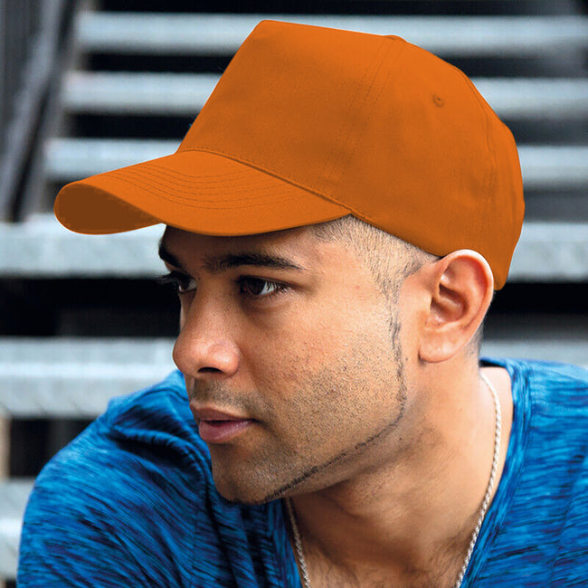 Orange - Back - Result Unisex Core Houston 5 Panel Printers Baseball Cap