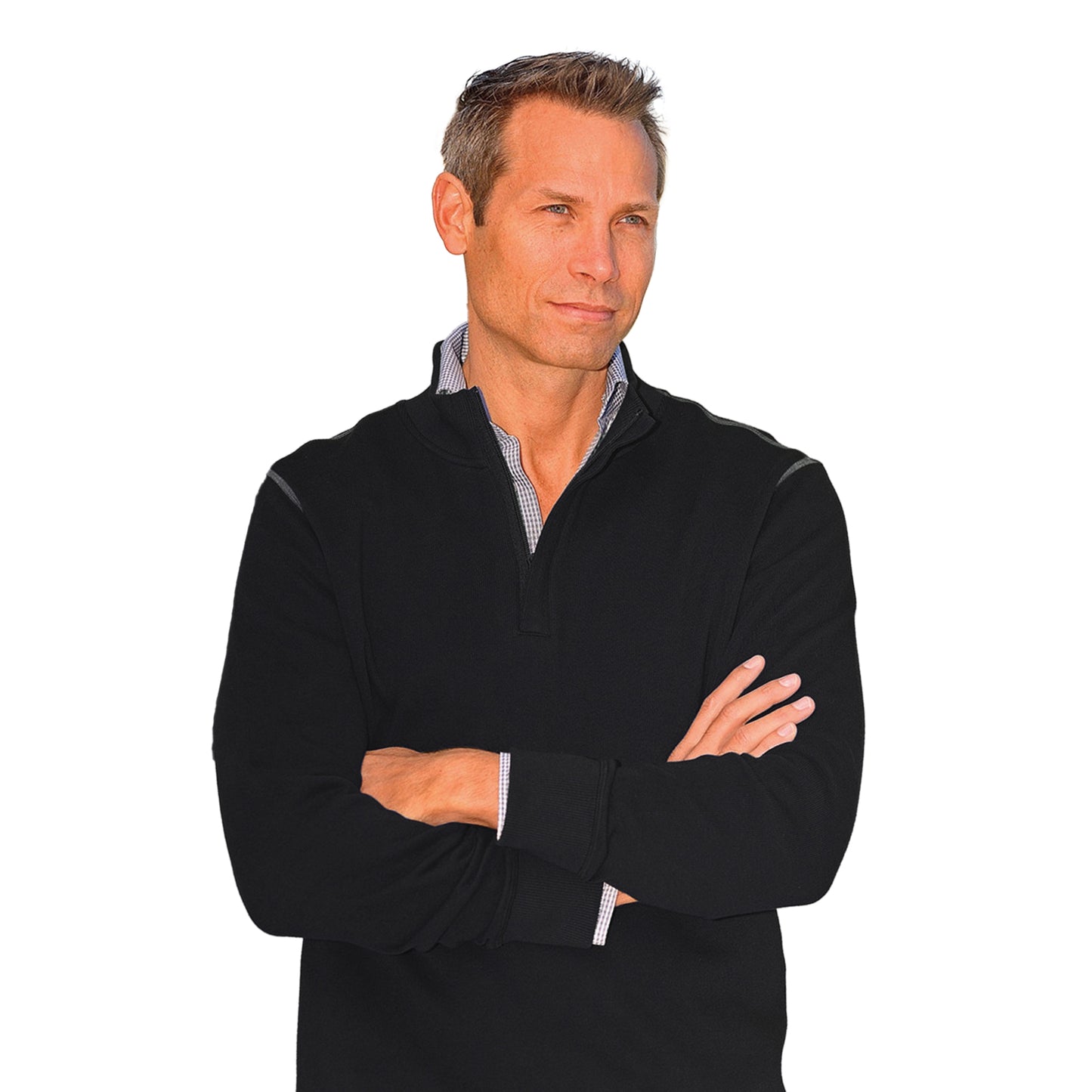 Black-Charcoal - Side - Stormtech Mens Hanford 1-4 Zip Mock Neck Jumper-Sweatshirt