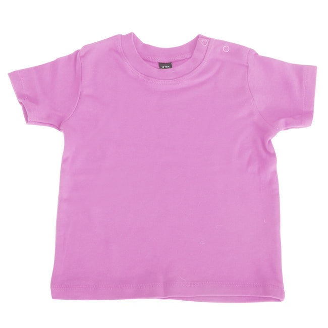 Bubble Gum Pink - Front - Babybugz Baby Short Sleeve T-Shirt