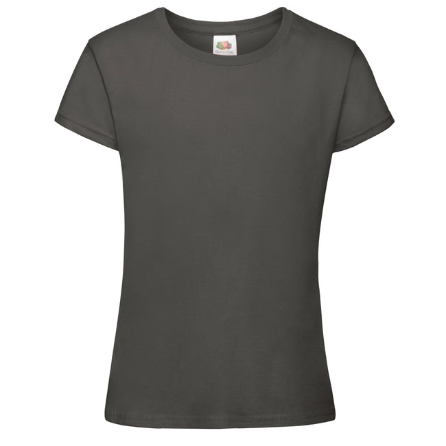 Light Graphite - Front - Fruit Of The Loom Girls Sofspun Short Sleeve T-Shirt