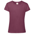 Burgundy - Front - Fruit Of The Loom Girls Sofspun Short Sleeve T-Shirt