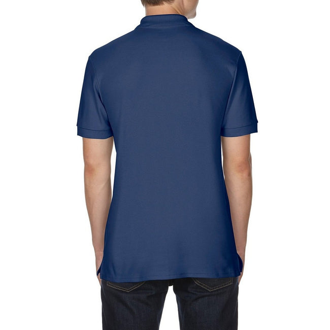 Navy - Back - Gildan Mens Premium Cotton Sport Double Pique Polo Shirt