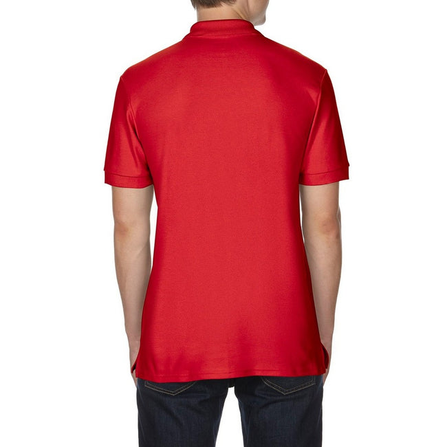 Red - Back - Gildan Mens Premium Cotton Sport Double Pique Polo Shirt