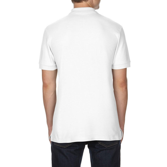 White - Side - Gildan Mens Premium Cotton Sport Double Pique Polo Shirt