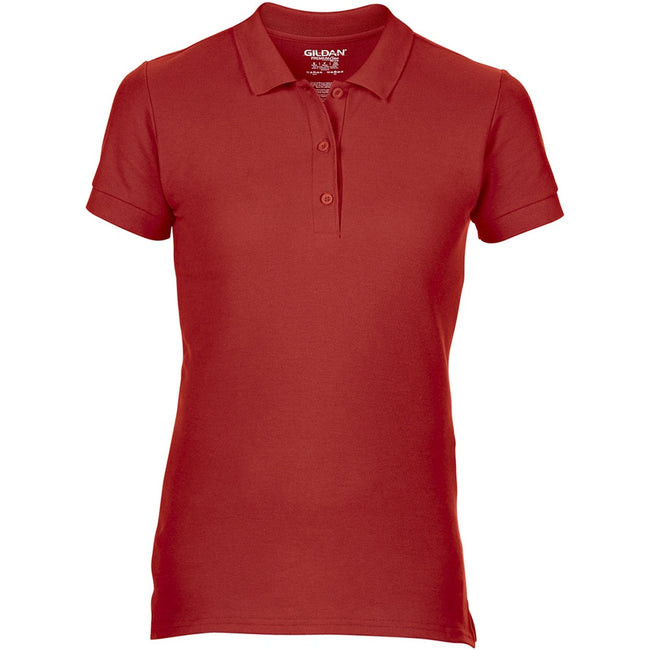 Red - Front - Gildan Womens-Ladies Premium Cotton Sport Double Pique Polo Shirt