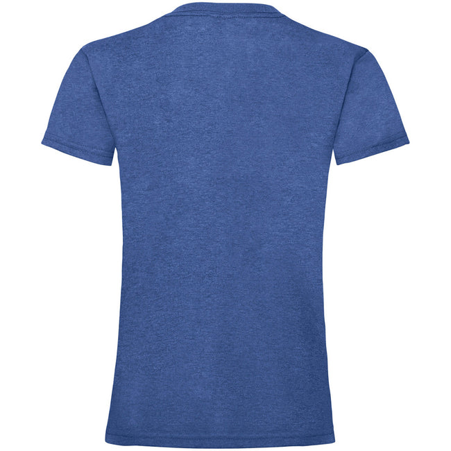Retro Heather Royal - Back - Fruit Of The Loom Girls Childrens Valueweight Short Sleeve T-Shirt