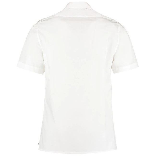 White - Back - Kustom Kit Mens Short Sleeve Pilot Shirt