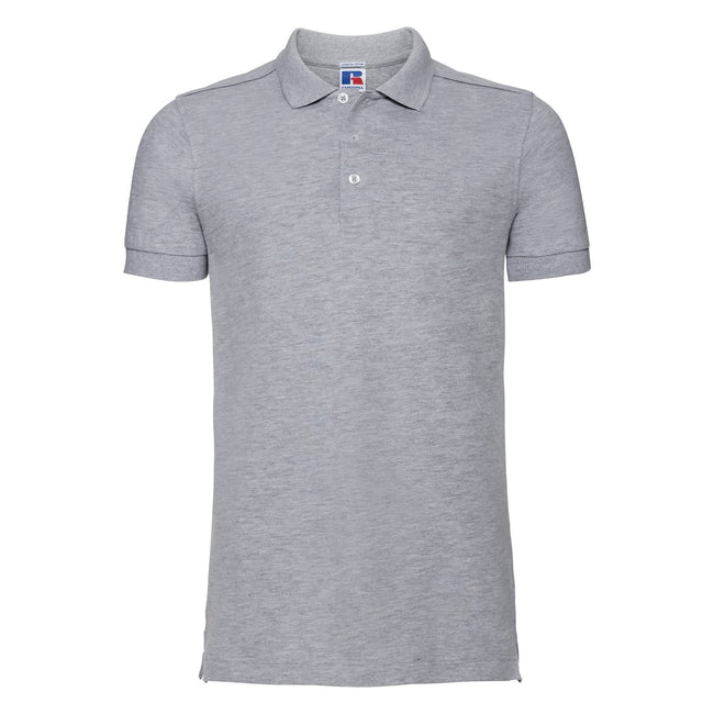 Light Oxford - Front - Russell Mens Stretch Short Sleeve Polo Shirt