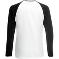 White-Black - Back - Fruit Of The Loom Mens Long Sleeve Baseball T-Shirt
