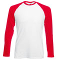 White-Red - Front - Fruit Of The Loom Mens Long Sleeve Baseball T-Shirt