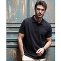 Black - Back - Tee Jays Mens Heavy Pique Short Sleeve Polo Shirt
