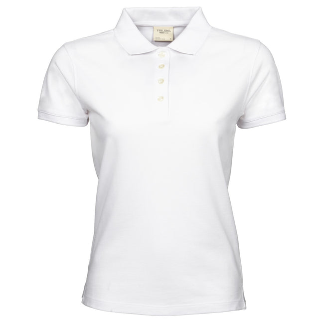 White - Front - Tee Jays Womens-Ladies Heavy Short Sleeve Polo Shirt