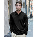 Black - Back - Tee Jays Mens Luxury Stretch Long Sleeve Polo Shirt