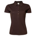 Chocolate - Front - Tee Jays Womens-Ladies Luxury Stretch Short Sleeve Polo Shirt