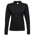 Black - Front - Tee Jays Womens-Ladies Luxury Stretch Long Sleeve Polo Shirt