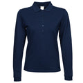 Navy Blue - Front - Tee Jays Womens-Ladies Luxury Stretch Long Sleeve Polo Shirt