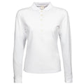 White - Front - Tee Jays Womens-Ladies Luxury Stretch Long Sleeve Polo Shirt