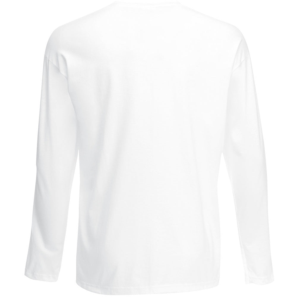 White - Side - Fruit Of The Loom Mens Valueweight Crew Neck Long Sleeve T-Shirt