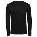 Black - Front - Tee Jays Mens Interlock Long Sleeve T-Shirt