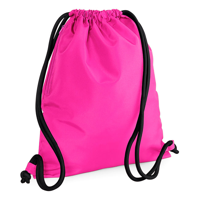 Fuchsia-Black - Front - Bagbase Icon Drawstring Bag-Gymsac