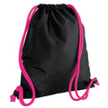 Black-Fuchsia - Front - Bagbase Icon Drawstring Bag-Gymsac