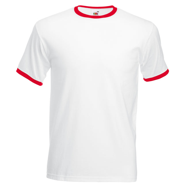 White-Red - Front - Fruit Of The Loom Mens Valueweight Short Sleeve T-Shirt