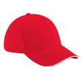 Classic Red-White - Front - Beechfield Adults Unisex Athleisure Cotton Baseball Cap