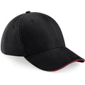 Black-Classic Red - Front - Beechfield Adults Unisex Athleisure Cotton Baseball Cap